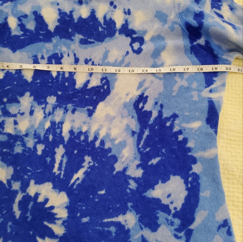 Charter Club Cashmere Tie-Dyed Blue Sweater Size L - Picture 4 of 9